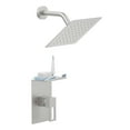 thumbnail image 2 of Brushed Nickel Shower Faucet Set with 8 Inch Rain Shower Head, Single Handle Shower System with Storage Shelf, Modern Wall Mounted Bathroom Fixture for Full Body Coverage, 2 of 9
