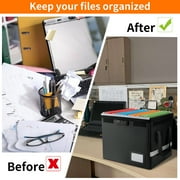 VANCORE Fireproof File Box with Lock, Portable Document Organizer Box with Water-Resistant Zipper, Collapsible File Box for Hanging Letter/Legal Folders, Passports, and Certificates