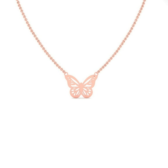 True Elegant Butterfly Women Pendant Necklace 925 Sterling Silver 14K Rose Gold Over Nature Inspired Jewelry