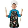 thumbnail image 2 of Black Christmas Gnome and Gift Pattern Kids Aprons for Girls and Boys,Adjustable Neck Strap Toddler Aprons for Kids Cooking Baking, 2 of 7