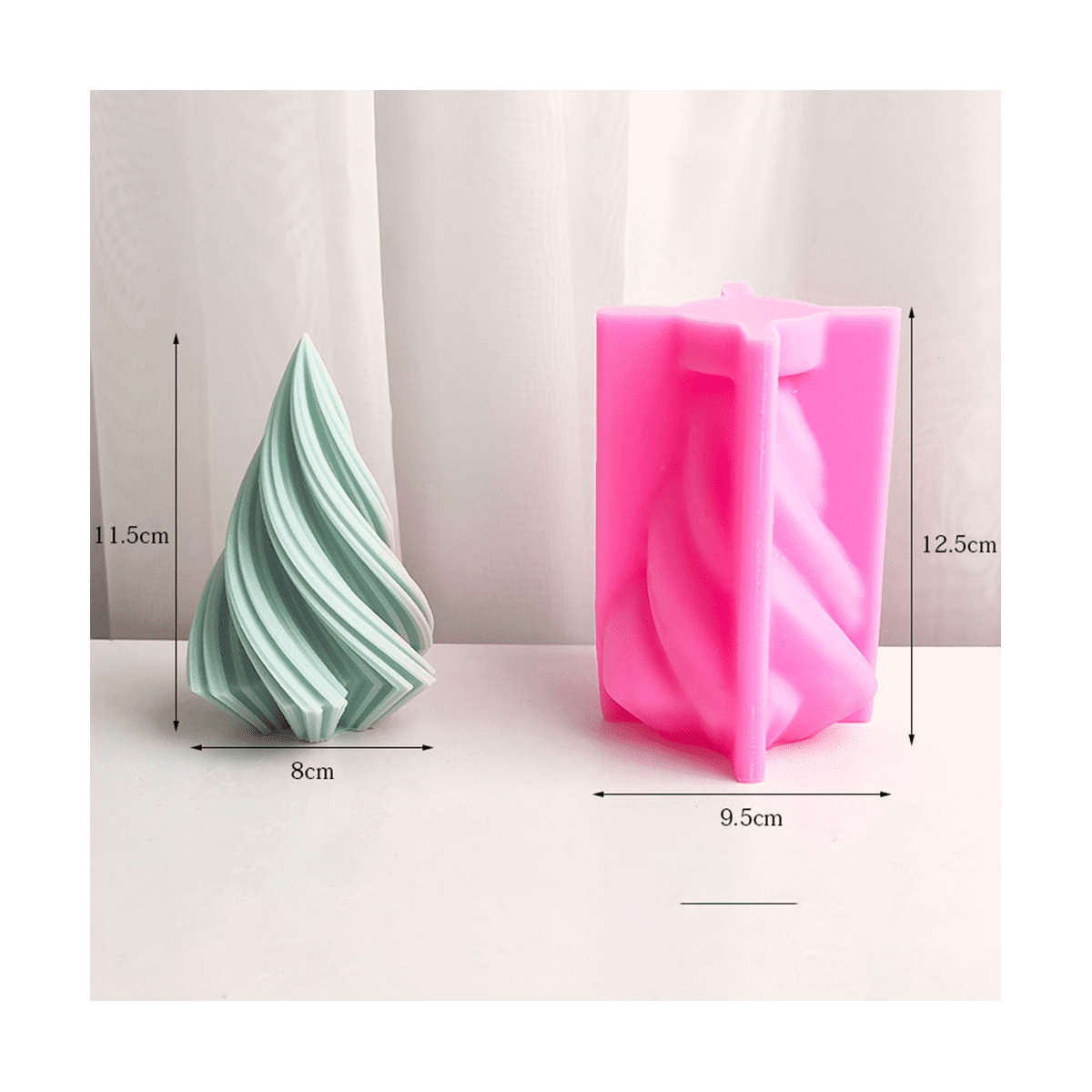 Rotating Cone Candle Mold Wave Stripe Aromatherapy Candle Silicone Mould DIY Curved Columnar Plaster Resin (L)