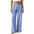thumbnail image 4 of FchengtaiS Women's Pinstripe Striped Dressy Pants High Waist Wide Leg Business Work Pants Casual Loose Slacks Trousers with Pockets, 4 of 6