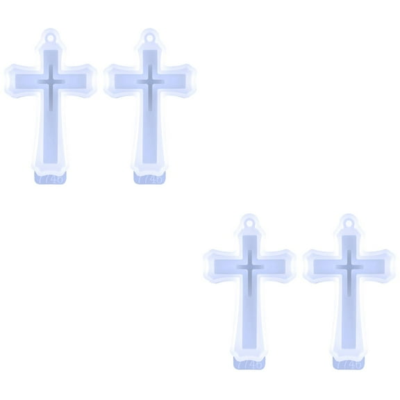 4 Pcs Keychain Mold Silicone Molds Crafts Making for DIY Cross Pendant Shaped Casting