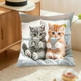 thumbnail image 4 of Cat Playing With Phone Printed Pillow Cover 17.7x17.7in, Funny Animal Pattern Flock Pillowcase, Decorative Cushion Cover for Sofa Living Room, Hidden Zipper, Novelty Gift for Cat Lovers, 4 of 6