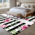 thumbnail image 4 of 6'x9' Area Rugs, Pink Red Flower Indoor Outdoor Area Rug for Living Room Bedroom, Watercolor Floral Leaf Black White Stripe Washable Bathroom Rugs Kitchen Floor Carpet Mats Home Decor Aesthetic, 4 of 8