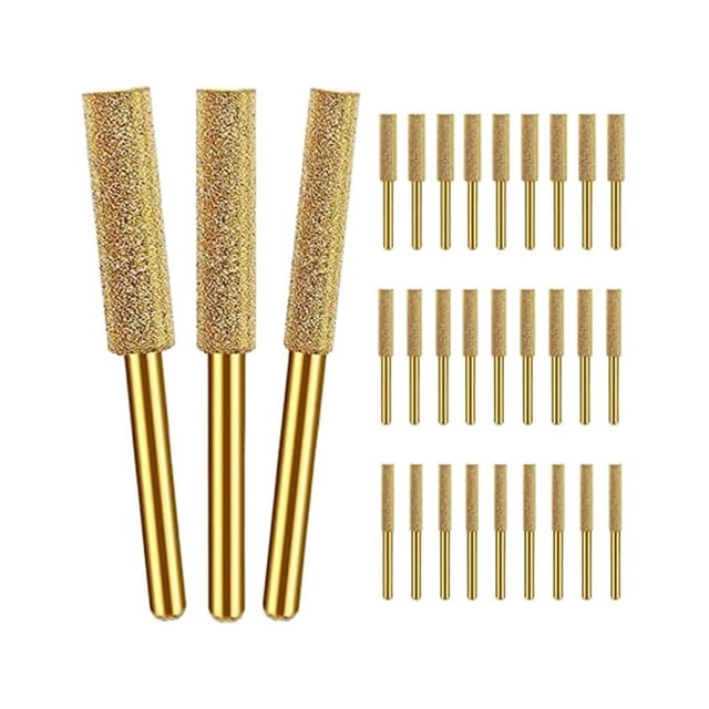 30 Piezas de Afilador Motosierra Diamante, 3 Puntas TamañO, para Motosierra, (5/32 Pulgadas, 3/16 7/32 Pulgadas)