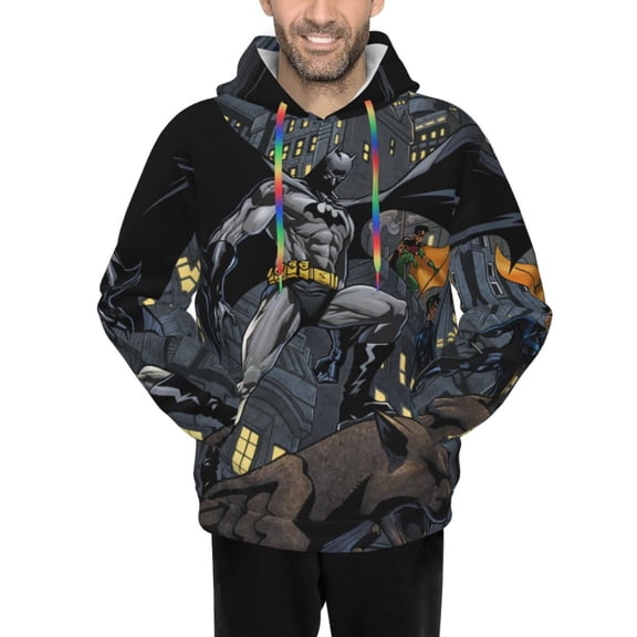 Batman Men's Hoodie Novelty Pattern Adult Hooded Sweatshirts Casual Unisex Pullover for Women Youth