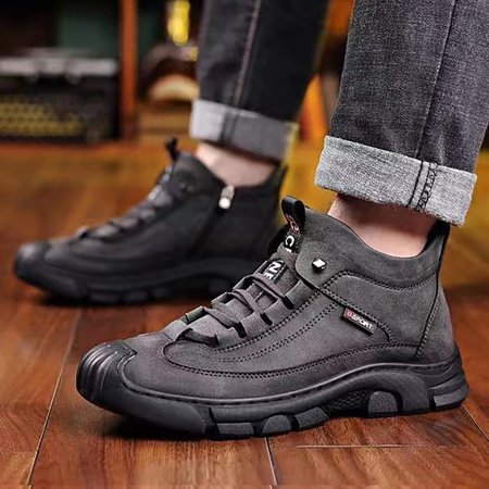 Man Botas De Trabajo Para Hombre Waterproof Men Shoes Grey Work Boots Warm,Plush,Anti ,Thickened,High Cut,Casual,Wool Boots 41