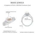 thumbnail image 6 of Rosec Jewels Genuine Freshwater Pearl Diamond Engagement Ring 7 Carat - Nature Inspired Ring - AAA Quality - with Jewelry Box, 10K White Gold, US 9.00, 6 of 7