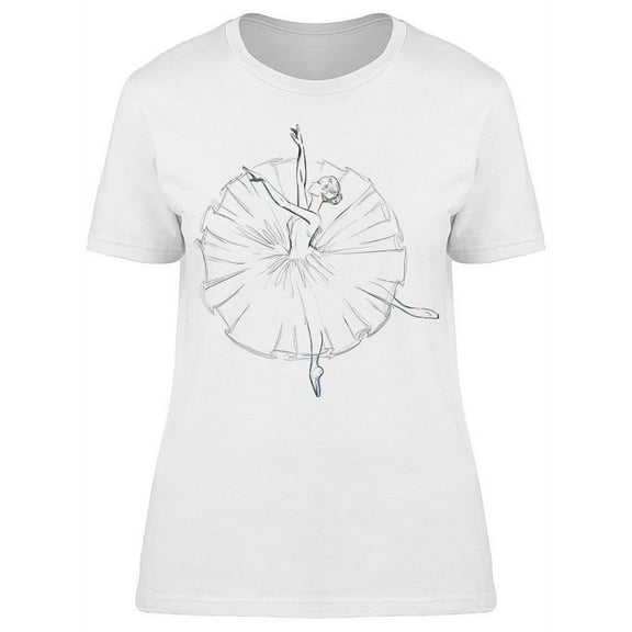 Sketch Ballerina Hand Drawing T-Shirt Women -Image by Shutterstock, Female 3X-Large