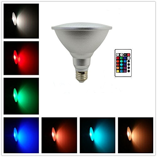 Party Decoration Waterproof Outdoor Floodlight Living Room Led Spotlight E27 PAR38 20W RGB Colored Light Bulb 16 Color Changing with IR Remote Control for Home 20W PAR38 RGB 