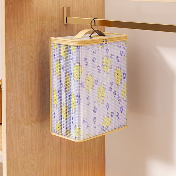 Bolsa de almacenamiento de malla para ropa y ropa de cama | Separador transparente a prueba de polvo con asa | Contenedor plegable de PVC para armario, hogar o viaje