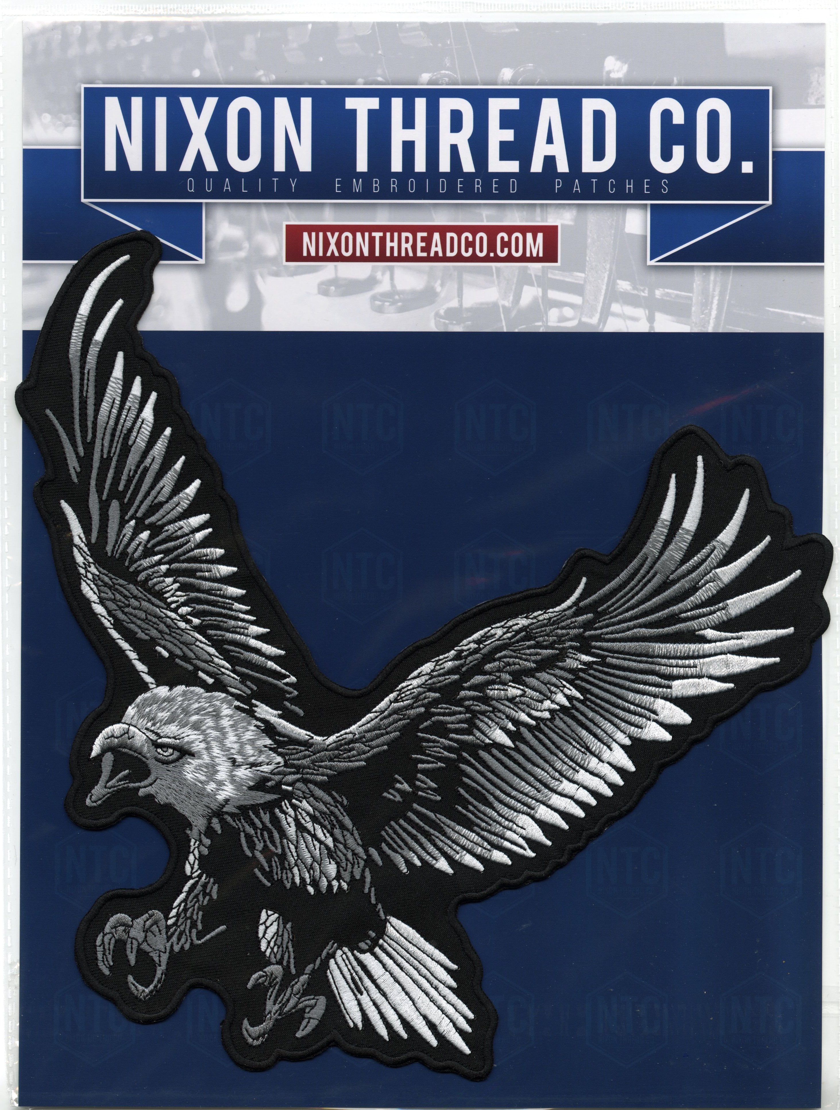 Silver Eagle Patch 9.5" | Freedom Patriotic | Embroidered Iron On | Large - by Nixon Thread Co.