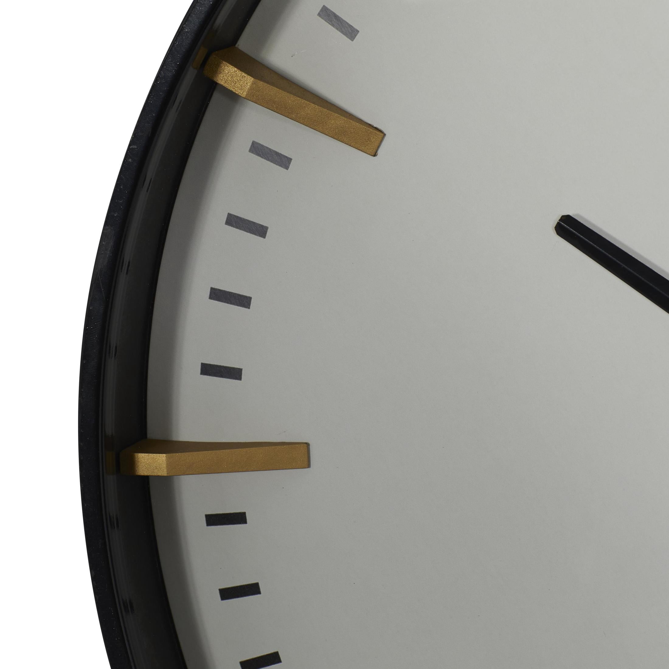 CosmoLiving by Cosmopolitan 20" Black Glass Numberless Wall Clock with Gold Accents