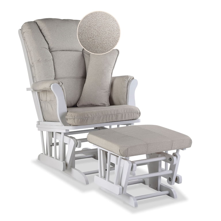 Storkcraft Tuscany Glider & Ottoman, White with Taupe Swirl photo 5
