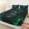 thumbnail image 4 of Castle Fairy Gothic Spooky Hooded Skeleton King Sheets 4pcs,Abstract Lightning Artwork Bedding,Lime Gray Black,1 Fitted Sheet,1 Flat Sheet and 2 Pillowcases, 4 of 6