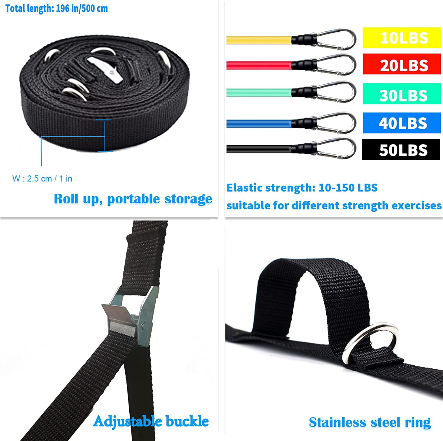 Nail-Free Multi Point Anchor Gym Attachment for Home Fitness Punch-Free Brebebe Door Anchor Strap for Resistance Bands Exercises Easy to Install Portable Door Band Resistance Workout Equipment 