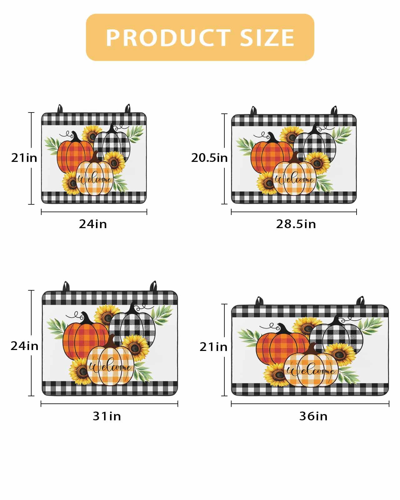 Large Induction Cooktop Protector Mat Thanksgiving Stove Top Covers for Electric Stove, Fall Orange Black Plaid Pumpkin Sunflower Decorative Stove Burner Cover Mats, Glass Top Stove Cover