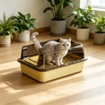 thumbnail image 2 of HWRETIE Semi Enclosed Cat Litter Box with Top Entry Lid High Sides Odor Control Covered Cat Toilet with Scoop Filter Splash Resistant Litter Tray for Indoor Cats, 2 of 6