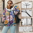 thumbnail image 6 of Renewold Bohemian Flower Pink Violet Womens Fleece Hoodies Oversized Zip Up Hooded Sweatshirts Long Sleeve Fleece Jackets Hooded Cardigan Fall Clothes Pullover Hoodie for Women Ladies, L, 6 of 7