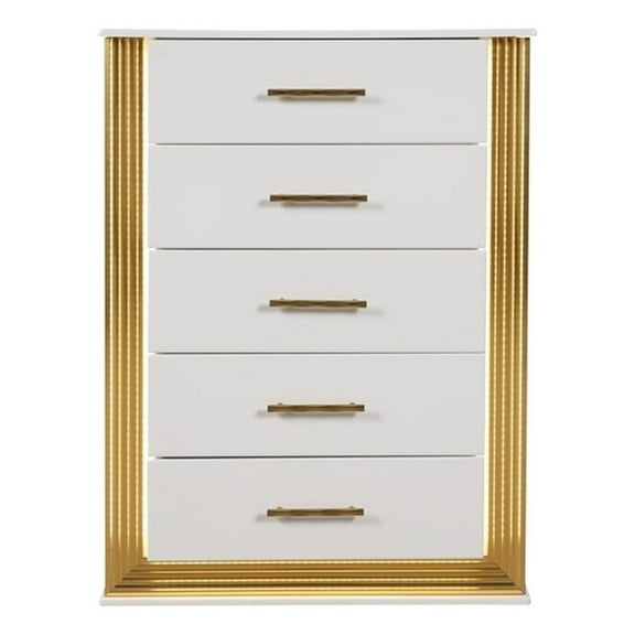 Obsession Contemporary Style 5-Drawer Chest Made with Wood in Gold Finish