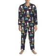 thumbnail image 3 of Honeii Gnome With Mushroom Pattern Mens Pajamas Set,2pcs Men's Lounge Long Sleeve Sleep Shirt and Pajama Bottoms Sleepwear Set,Mens Pjs Sets-XX-Large, 3 of 7