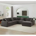 thumbnail image 2 of LolLov Furniture Modern Polyester Sectional Sofa Living Room Furniture Set, Dark Gray, 2 of 7