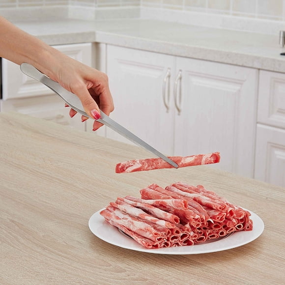 Stainless Steel Kitchen Tongs - 11.8 x 2 x 0.9 in Barbecue Steak Food Clip Kitchen Tool Cooking Tongs Heat Resistant Handle Locking Clip Non-Slip for BBQ, Salad, Grill, steak