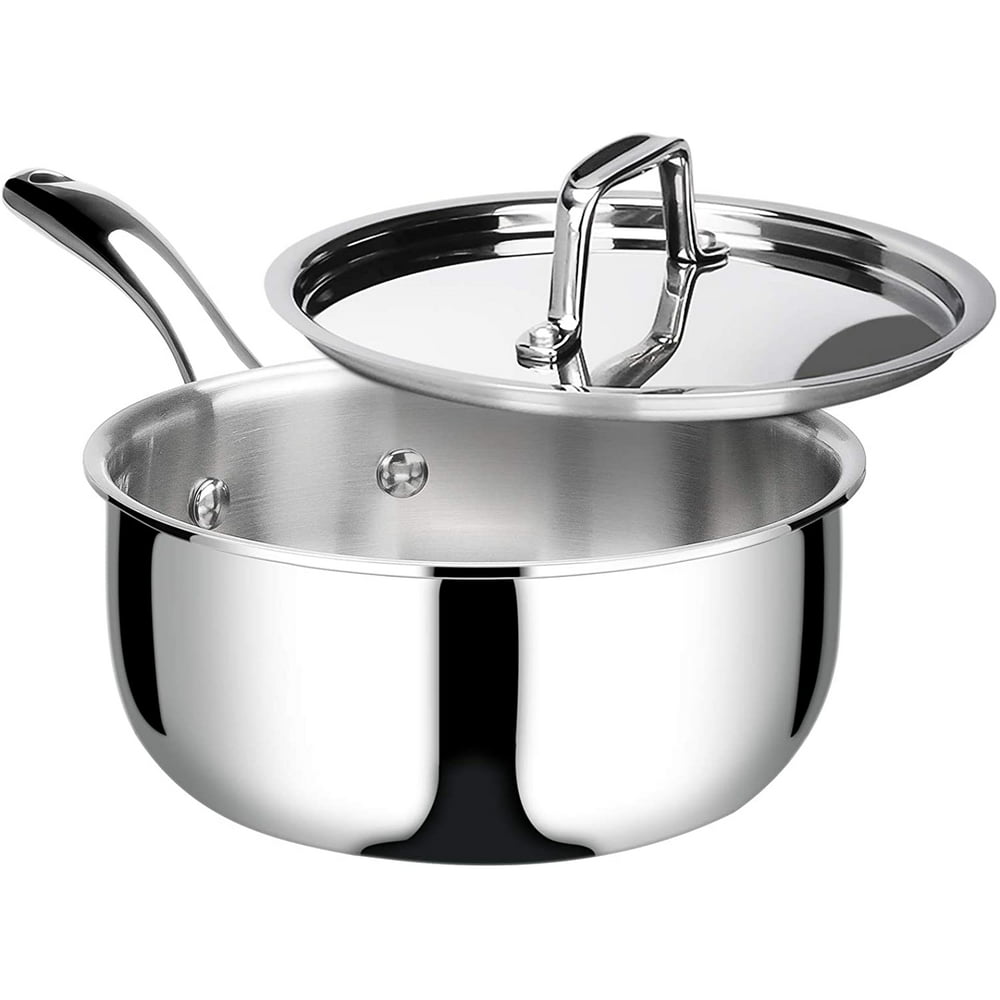 Duxtop Whole-Clad Tri-Ply Stainless Steel Saucepan with Lid, 3 Quart ...