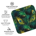 thumbnail image 3 of Lsque Peacock Feathers2 Pattern 4" Drink Coasters Set of 4, PVC Leather Absorbent Coasters, Table Coaster Set Decorative Coffee Cup Coasters Housewarming Gift -Square, 3 of 6