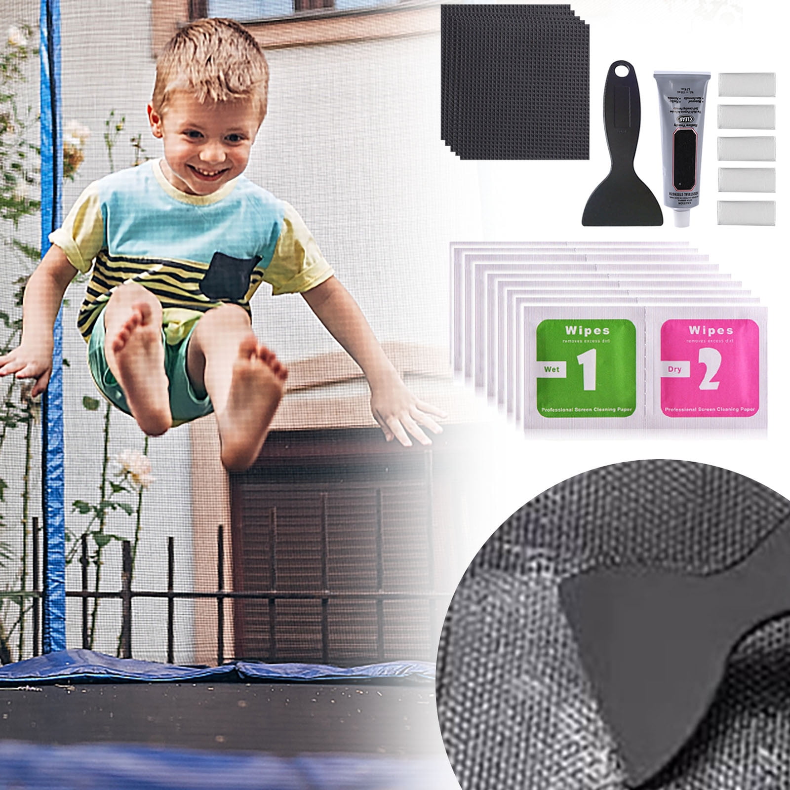 Buy 2 get 1 free)Trampoline Patch Kit 4x4 Inch Trampoline Mat Patches  Waterproof Tent Patch Kit(PPHHD) 
