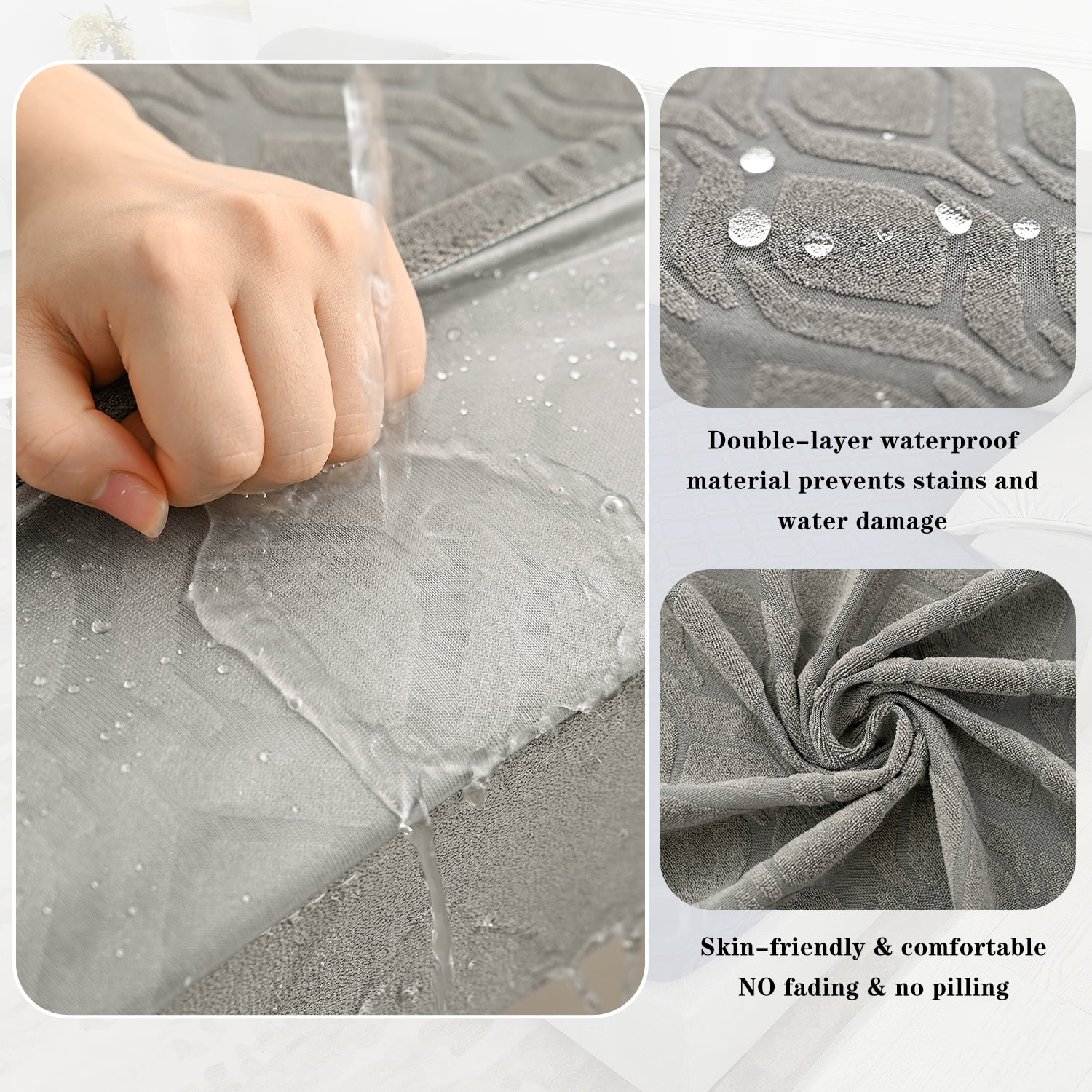 Topchances 6Pcs Patio Cushion Covers, Stretch Outdoor Water Resistant Sofa Cushion Cover Replacement for Patio Furniture Protector (Gray)