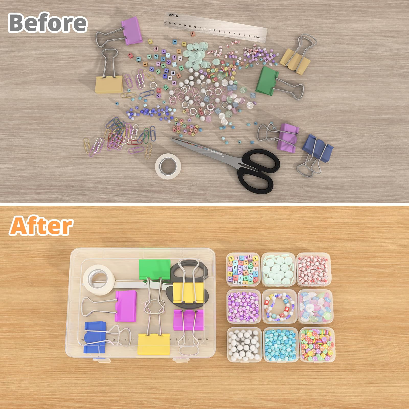 Bead Organizer Box 62Pcs Small Storage Plastic Cases Mini Clear Containers with Hinged Lid for Bracelet Making DIY Jewelry Craft Nails