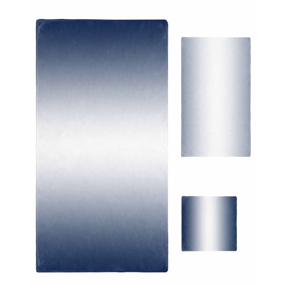 Navy Blue Ombre Towel Set of 3, Soft Microfiber Bath Towels, Hand Towel, Washcloths, Blue White Gradient Modern Abstract Art Quick-Dry Absorbent Towels for Bathroom Kitchen Hotel Beach Gym Spa