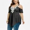 thumbnail image 4 of Leesechin Summer Short Sleeve Tops for Women V-Neck Plus Size Pullover Tops Blouses, 4 of 7