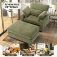 thumbnail image 5 of BedLuxury Oversized Accent Chair with Ottoman for Living Room,  Single Sleeper Sofa Armchair with 3 Pillows, Lounge Sofa Bed, Green, 5 of 7