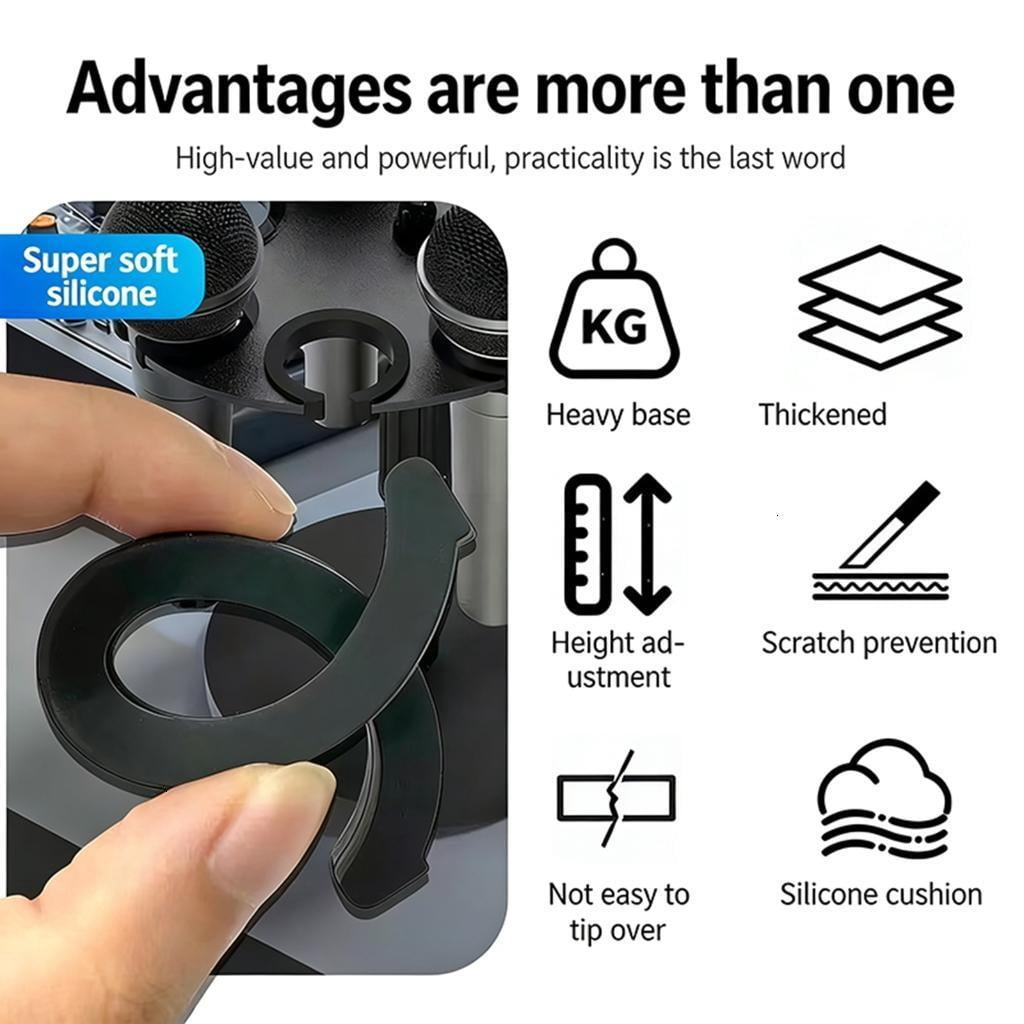 Adjustable Height Microphone Stand Tray Holds Up To 8 Mics For Stage And Studio Use