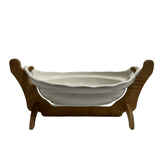 Ceramic Server with Wood Hammock Stand