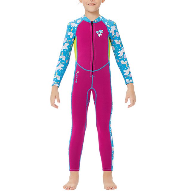 Naiovety Traje de neopreno para niños de 2,5 MM, traje de Surf de protección solar para mantener el calor para niñas, jóvenes, adolescentes, niños Deportes acuáticos rojo púrpura S Naiovety OD003644-01
