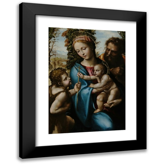 Sodoma 11x14 Black Modern Framed Museum Art Print Titled - Holy Family with Young Saint John (1525-1527)