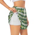 thumbnail image 3 of Lsque Light Green Squares Printed Women's Running Shorts with Liner Pockets,Elastic Quick Dry Workout Athletic Gym Yoga Shorts,Womens High Waist Shorts-Small, 3 of 9