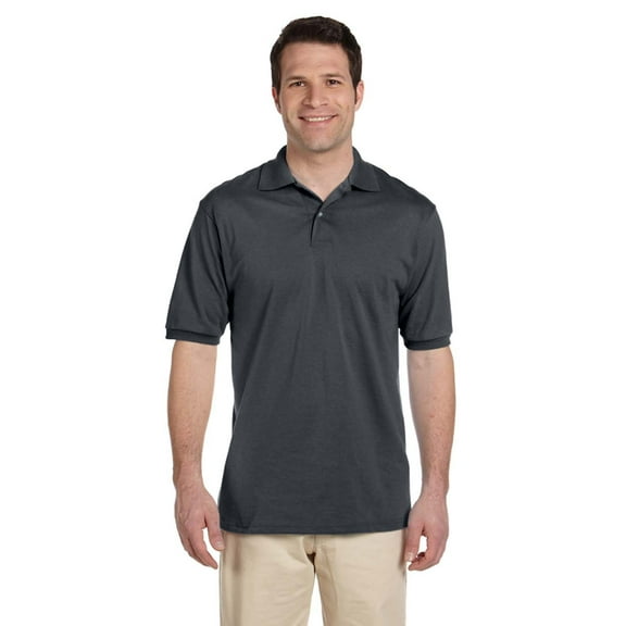 Jerzees Men's 2 Button Knit Collar Polo Shirt, Charcoal Grey, X-Large