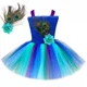 thumbnail image 2 of Vestido de princesa de pavo real para niñas, cumpleaños, fiesta de carnaval, disfraz de Halloween, flores, plumas, vestido de tutú elegante para bebés y niños, 2 of 5