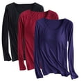 thumbnail image 1 of Pijama de manga larga para mujer, ropa de casa de color con almohadillas para el pecho, camiseta de manga larga, cómoda base para uso externo, pijama de modal de cuello redondo para mujer., 1 of 2