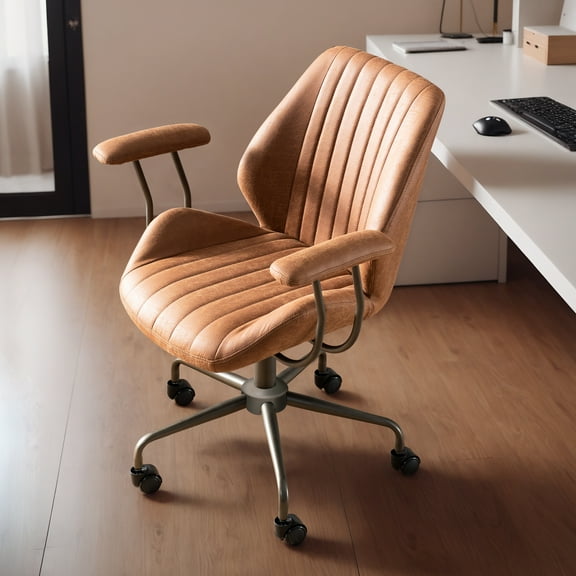 XIZZI Suede Fabric Desk Chairs for Executive or Home Office, Modern Ergonomic Computer Office Chair, Brown