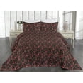 thumbnail image 2 of Ambesonne Magnolia Floral Quilted Bedspread Set 3 Pcs, Gothic Flowers Boho, Queen, Dark Coral Charcoal Grey, 2 of 4