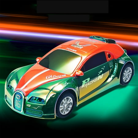ABPWLY Toys Light and Sound Drift Car Toy Push Activated Sports Model Vehicle with Grip Tires for Kids Ages 3+ Red Orange Green Yellow Kids