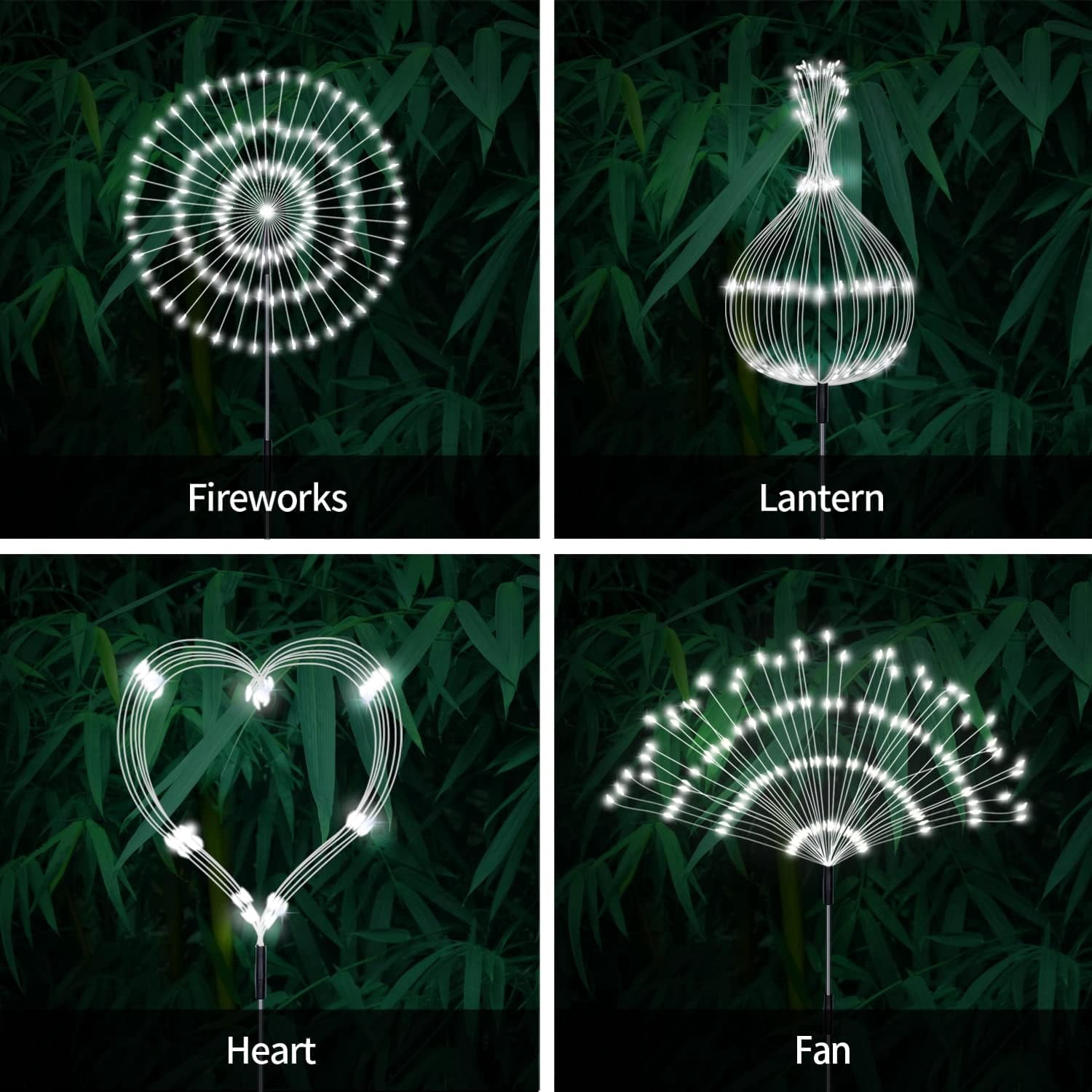 CTAnnie Solar Garden Lights Outdoor, 4 Pack 120 LED Waterproof Decorative String Lights 8 Modes with Remote DIY Outdoor Decor for Pathway Walkway Yard (Cool White)