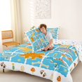 thumbnail image 4 of Homewish Lovely Dino Full Size Comforter Sets,Blue Plaid Animal Bedding Comforter Set,Colorful Stars Reversible,3 Pieces,1 Comforter and 2 Pillowcases, 4 of 7