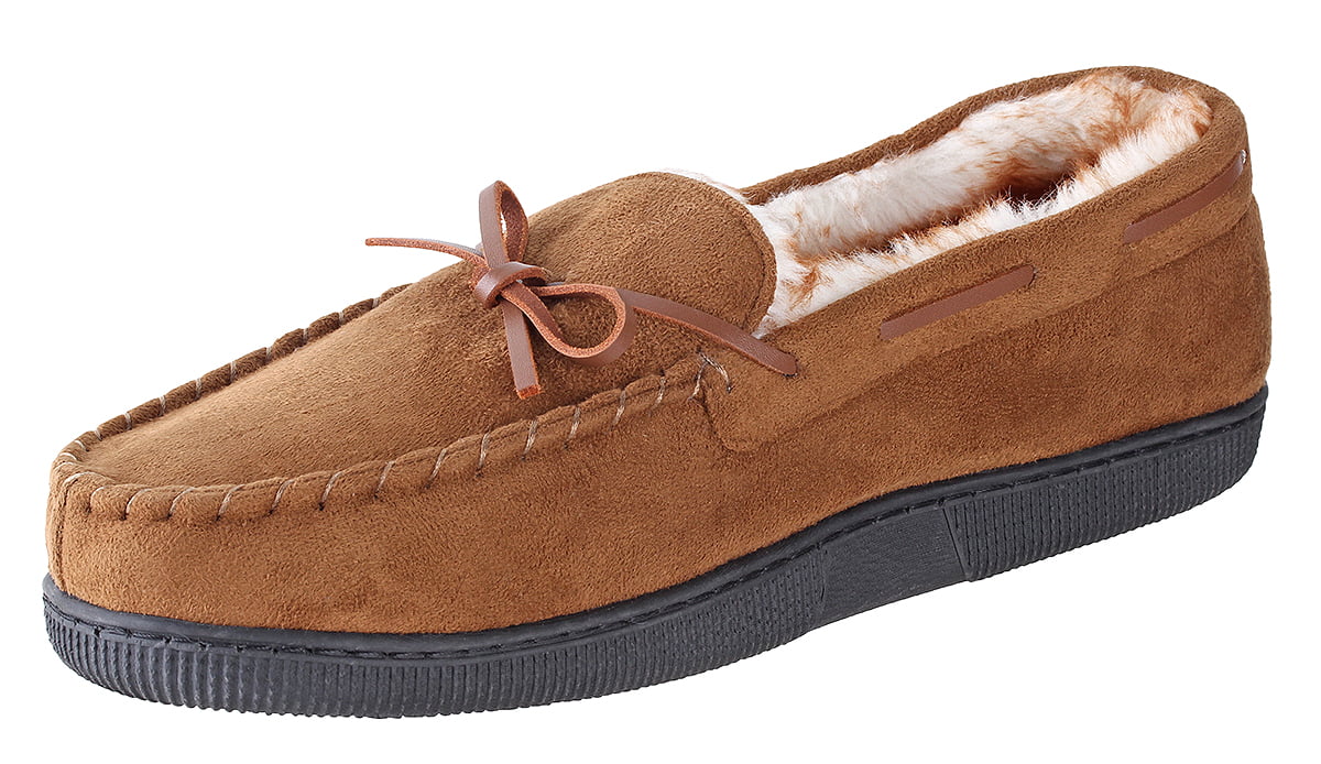 URBAN FOX - Franklin Moccassin Slippers Mens | Micro-Suede | Rubber ...
